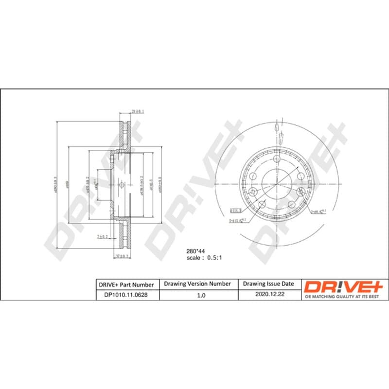 DRVE stabdžių diskas DP1010.11.0628
