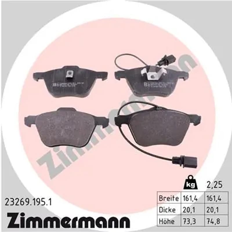 ZIMMERMANN stabdžių trinkelių rinkinys, diskinis stabdys 23269.195.1