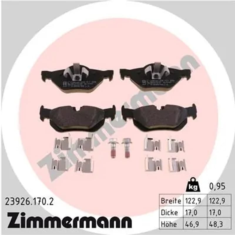 ZIMMERMANN stabdžių trinkelių rinkinys, diskinis stabdys 23926.170.2