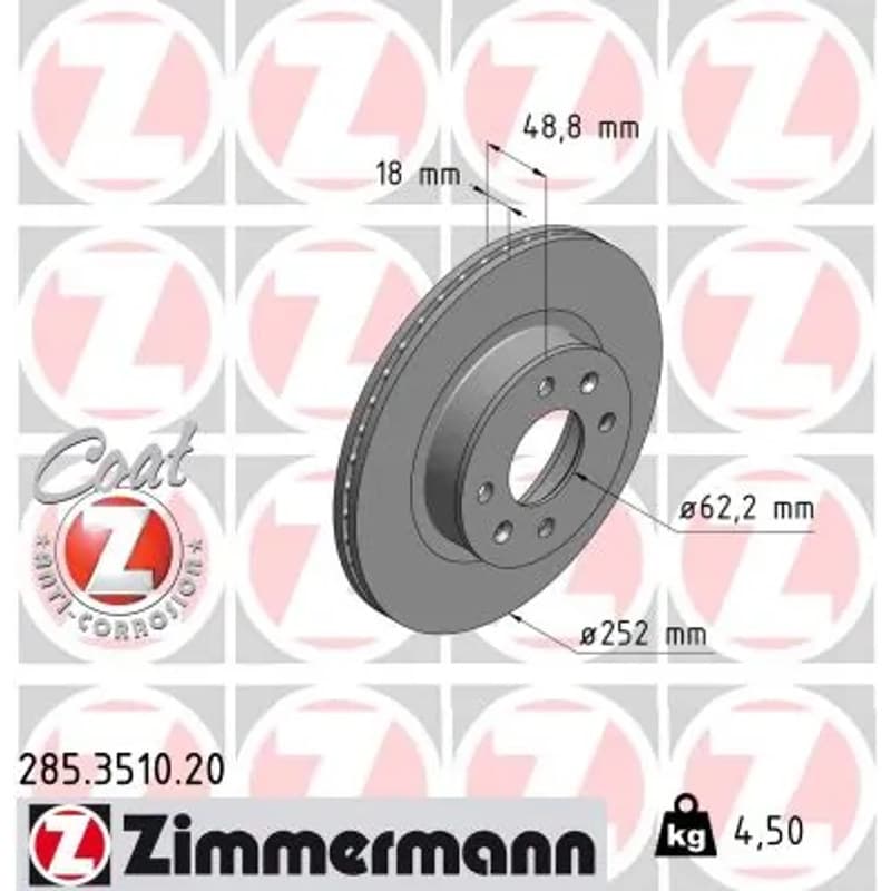 ZIMMERMANN stabdžių diskas 285.3510.20