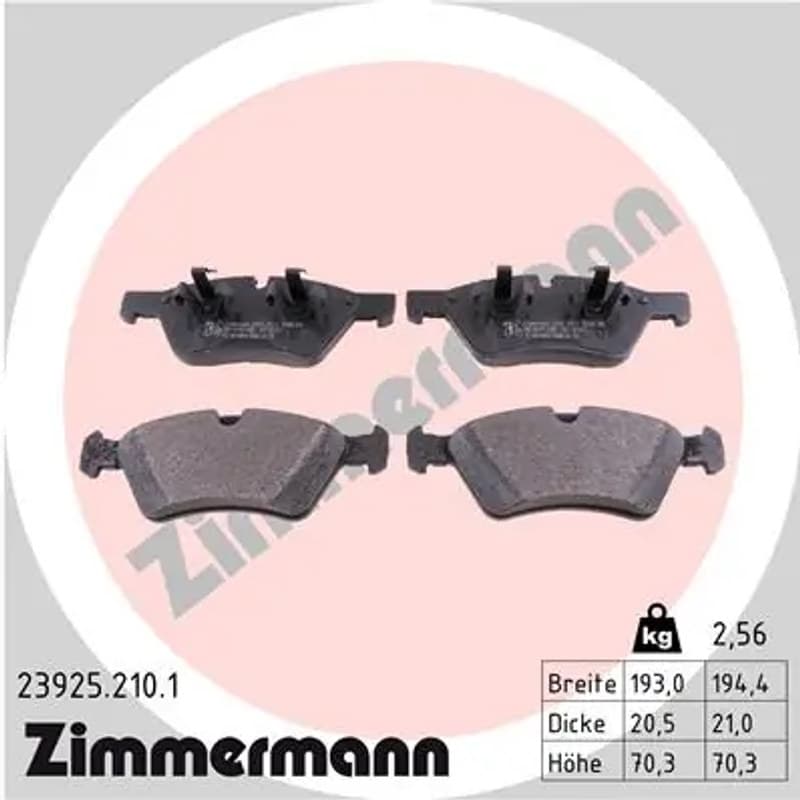 ZIMMERMANN stabdžių trinkelių rinkinys, diskinis stabdys 23925.210.1