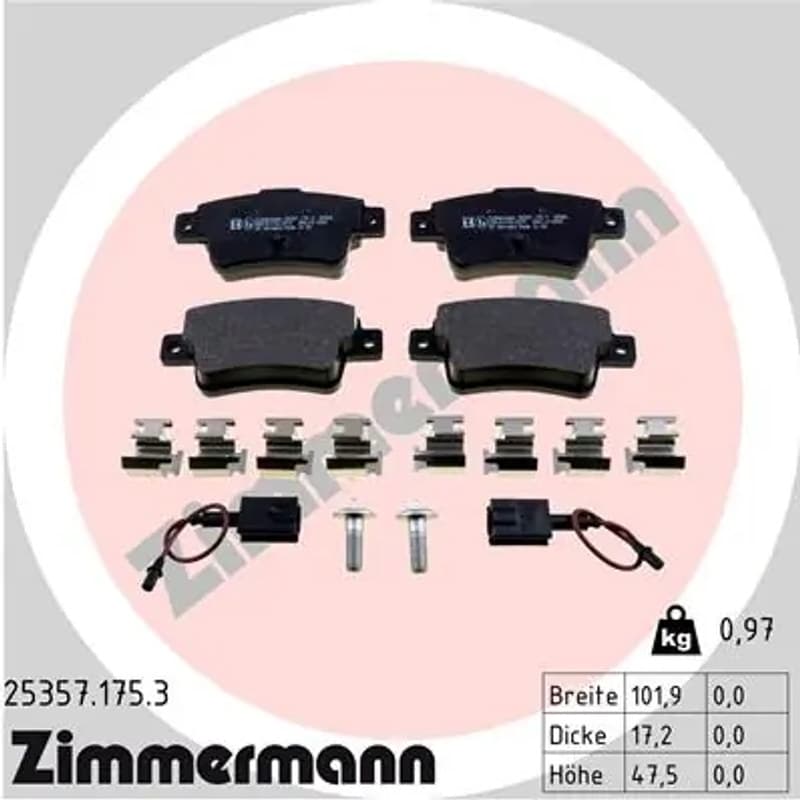 ZIMMERMANN 25357.175.3 stabdžių trinkelių rinkinys, diskinis stabdys