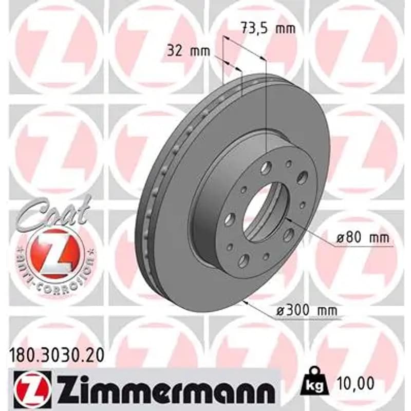 ZIMMERMANN stabdžių diskas 180.3030.20
