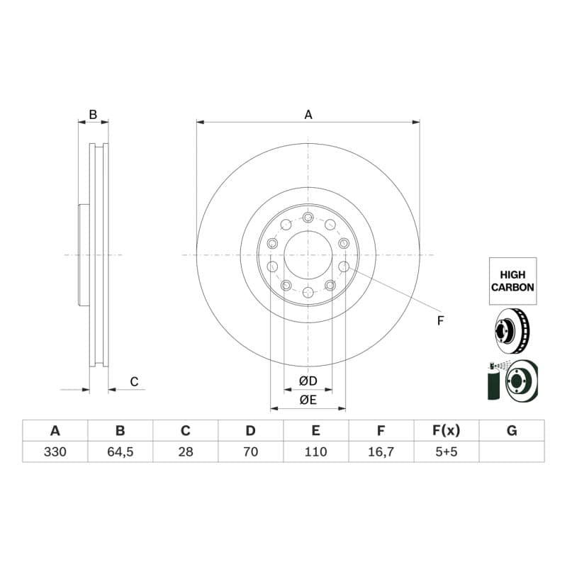 BOSCH 0 986 479 E88 stabdžių diskas