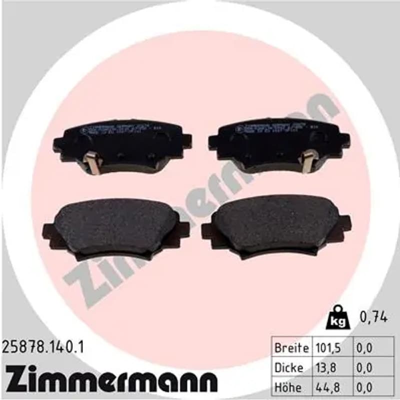 ZIMMERMANN stabdžių trinkelių rinkinys, diskinis stabdys 25878.140.1