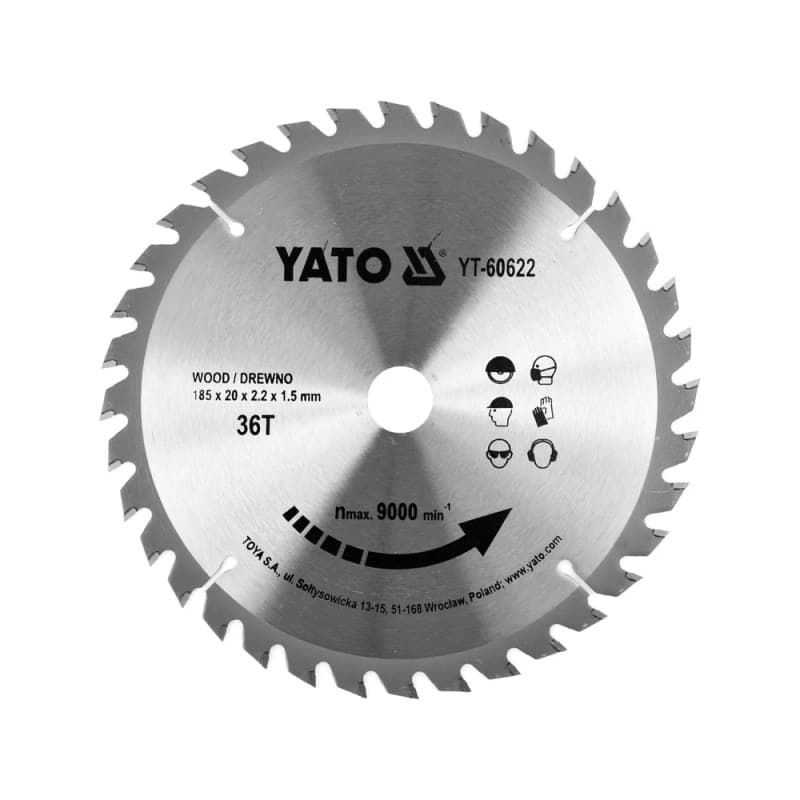 YATO TCT diskas medienai 185X36TX20MM YT-60622