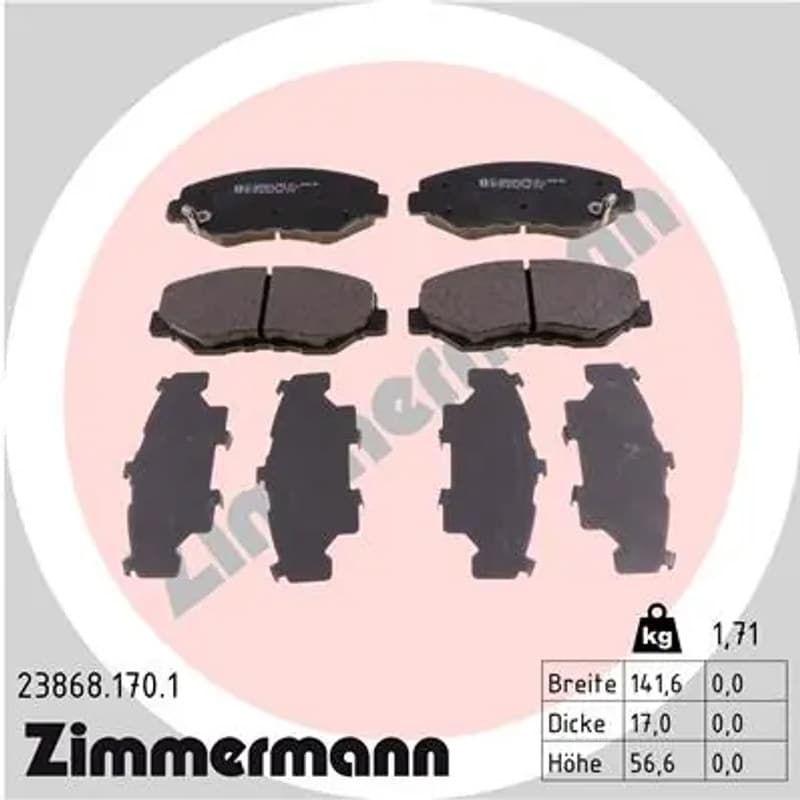 ZIMMERMANN stabdžių trinkelių rinkinys, diskinis stabdys 23868.170.1