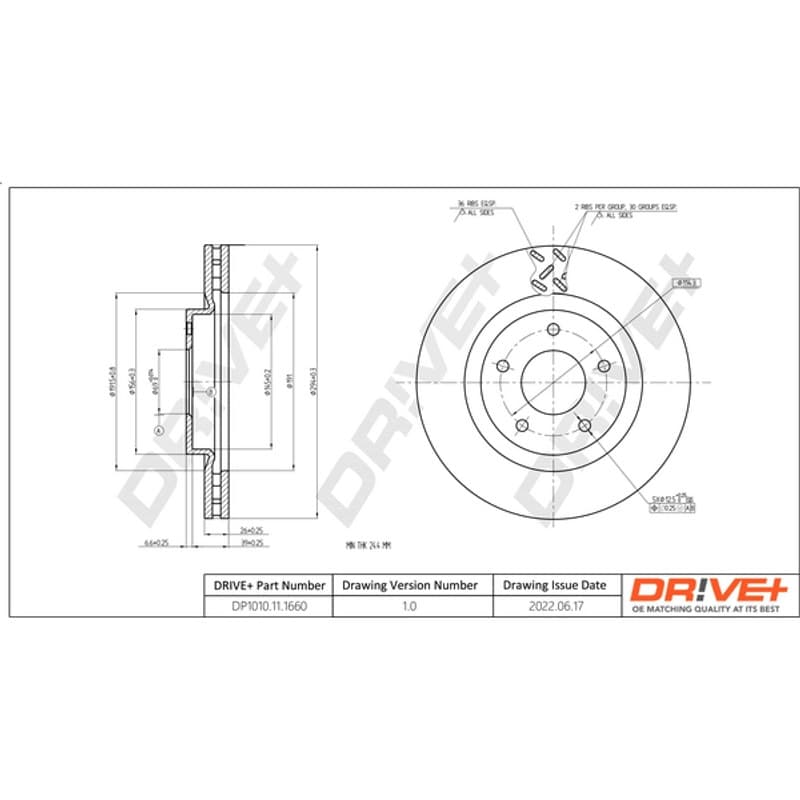 DRVE DP1010.11.1660 stabdžių diskas