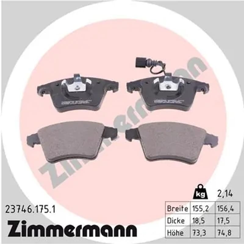 ZIMMERMANN stabdžių trinkelių rinkinys, diskinis stabdys 23746.175.1