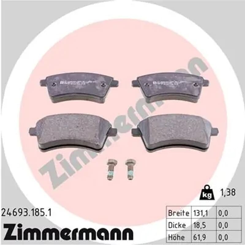 ZIMMERMANN stabdžių trinkelių rinkinys, diskinis stabdys 24693.185.1