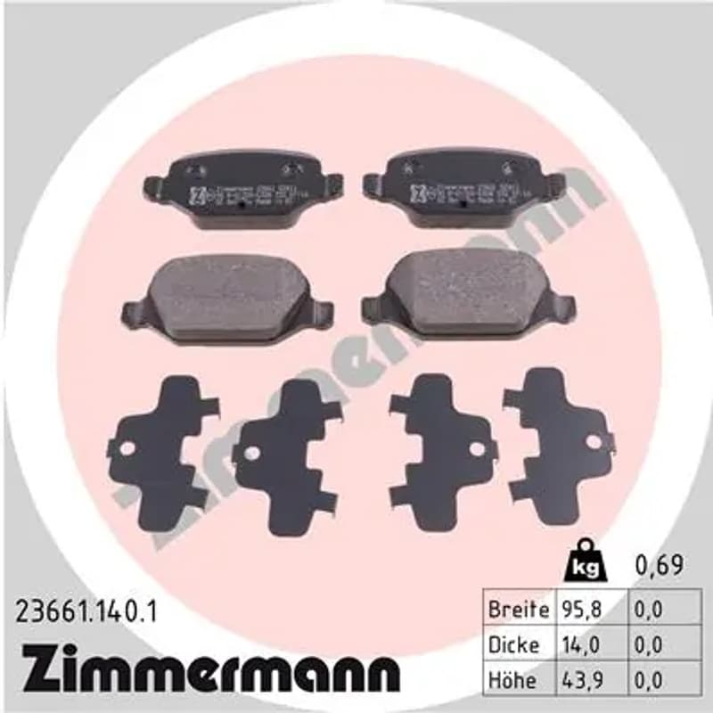 ZIMMERMANN 23661.140.1 stabdžių trinkelių rinkinys, diskinis stabdys