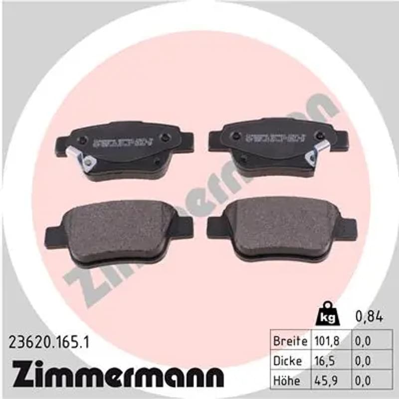 ZIMMERMANN 23620.165.1 stabdžių trinkelių rinkinys, diskinis stabdys