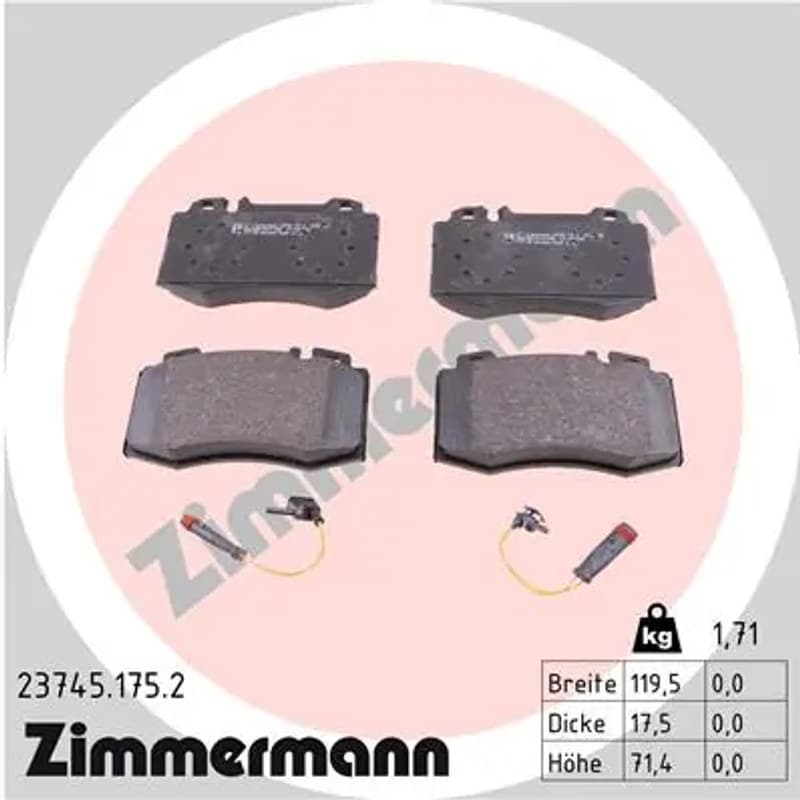 ZIMMERMANN stabdžių trinkelių rinkinys, diskinis stabdys 23745.175.2
