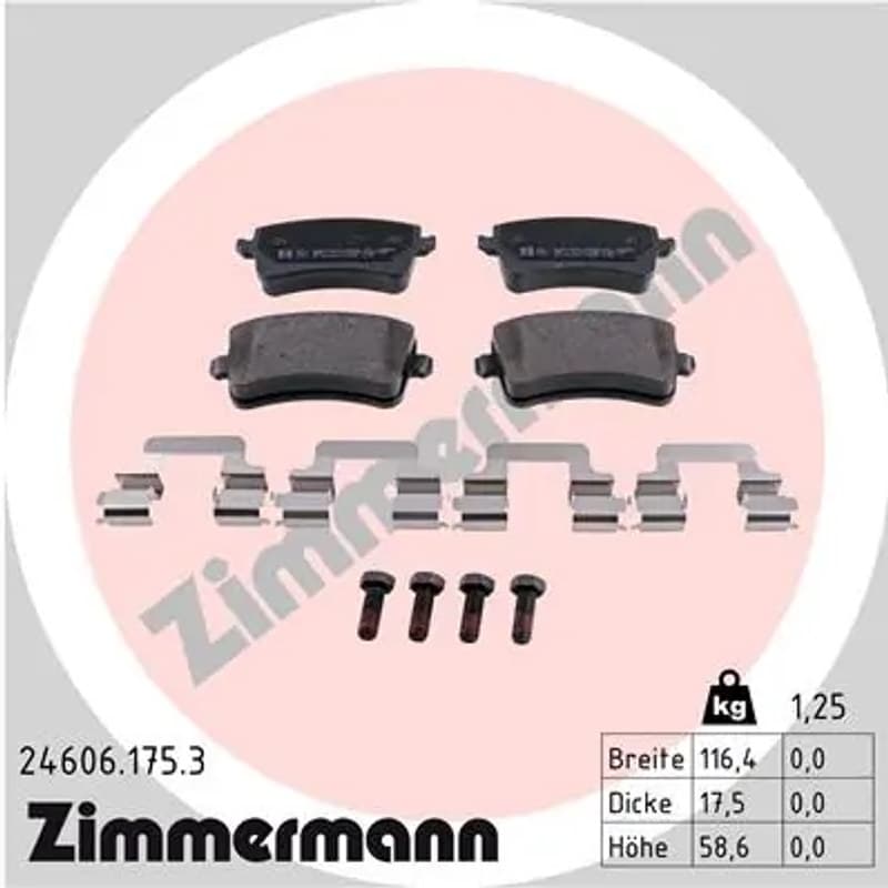 ZIMMERMANN stabdžių trinkelių rinkinys, diskinis stabdys 24606.175.3