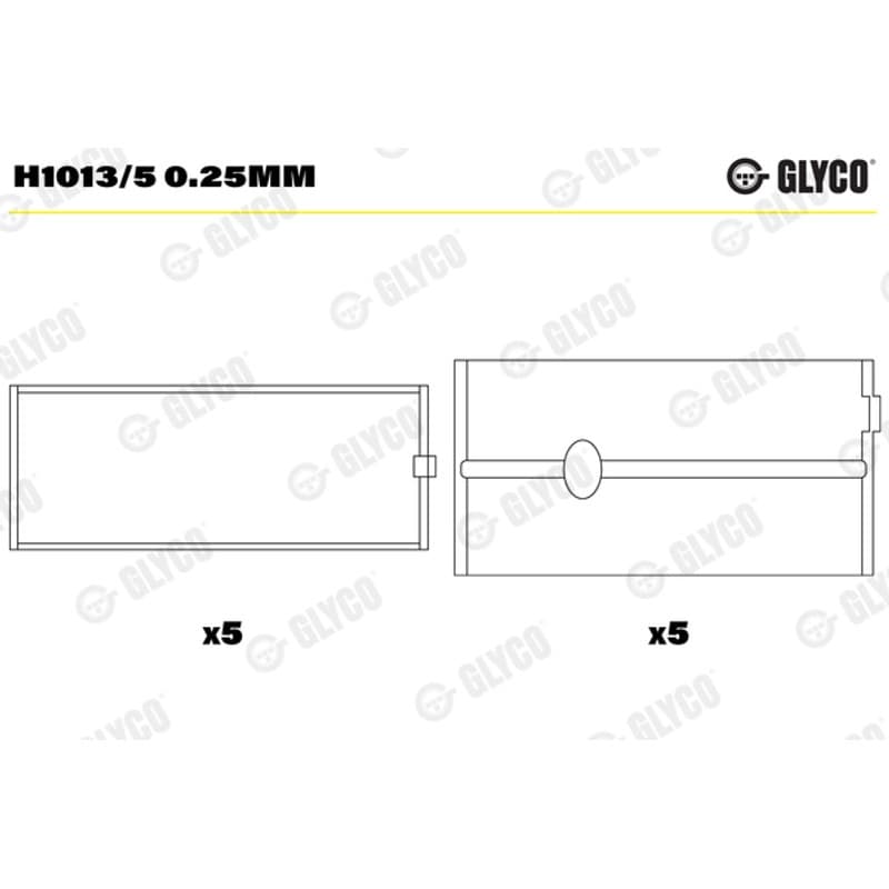 GLYCO pagrindiniai guoliai, alkūninis velenas H1013/5 0.25mm