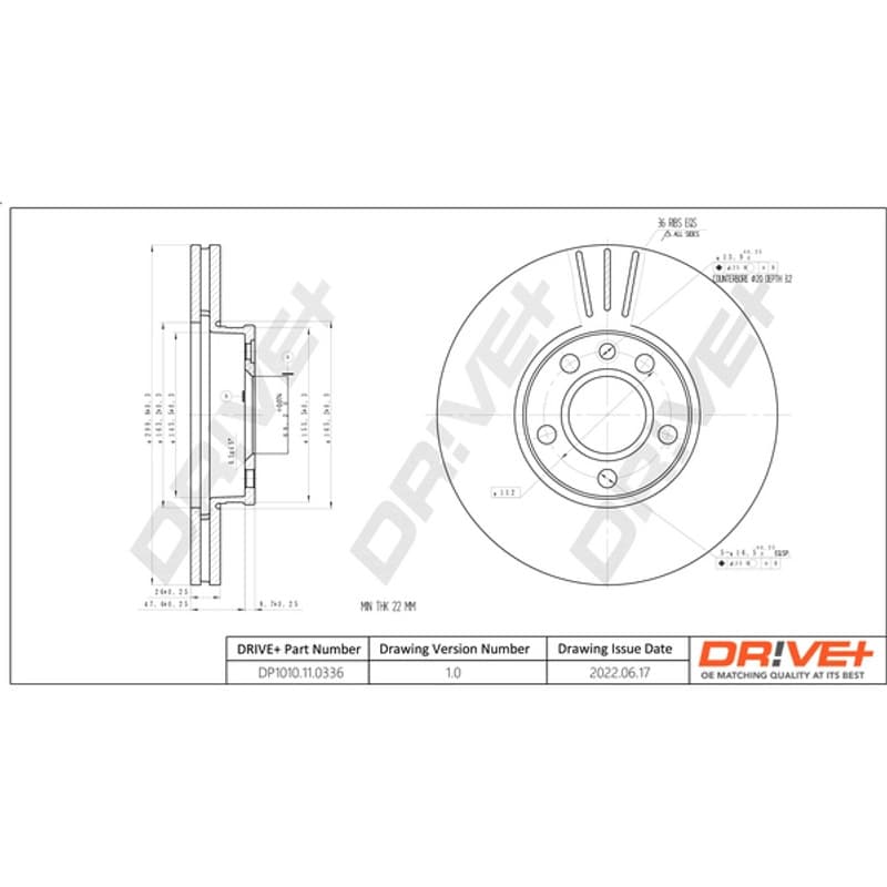 DRVE stabdžių diskas DP1010.11.0336