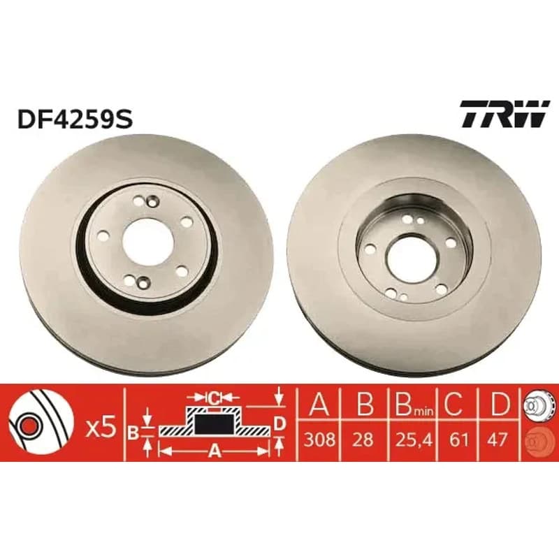 TRW stabdžių diskas DF4259S
