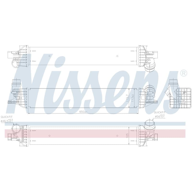 NISSENS tarpinis suslėgto oro aušintuvas, kompresorius 96625
