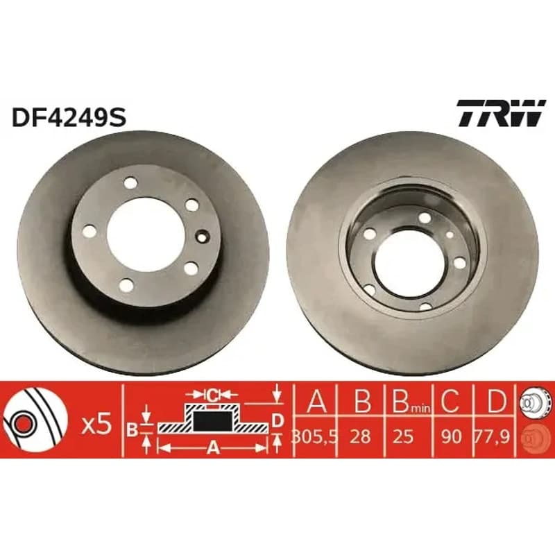 TRW stabdžių diskas DF4249S