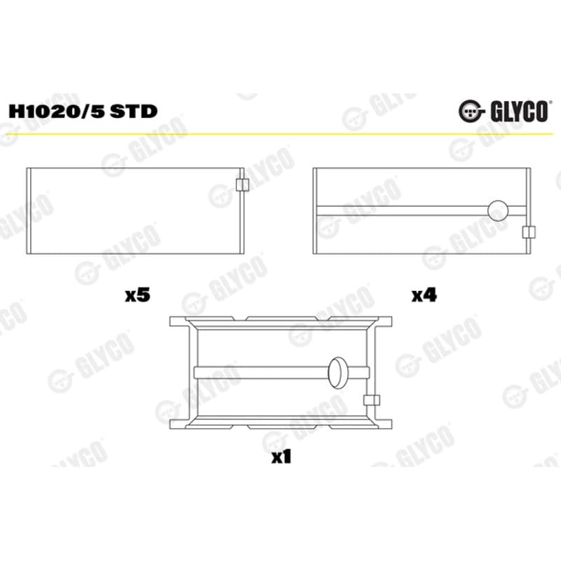 GLYCO pagrindiniai guoliai, alkūninis velenas H1020/5 STD