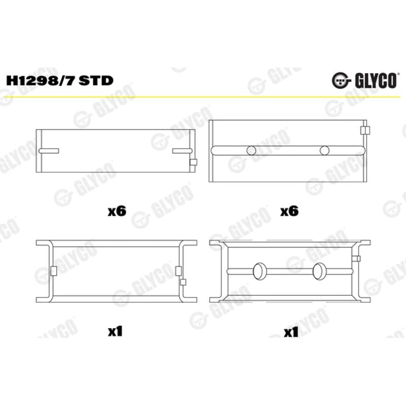 GLYCO pagrindiniai guoliai, alkūninis velenas H1298/7 STD
