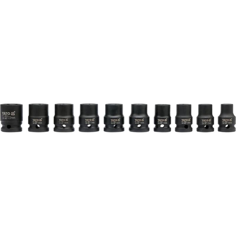 YATO Šešiakampių smūginių galvučių rinkinys 1/2'' 10 vnt. YT-1025