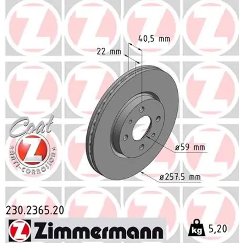 ZIMMERMANN stabdžių diskas 230.2365.20
