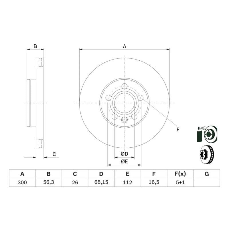 BOSCH 0 986 479 037 stabdžių diskas