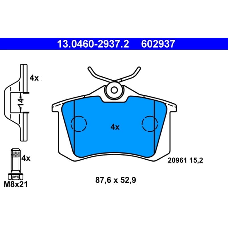 ATE Būgnai ir trinkelės 13.0460-2937.2