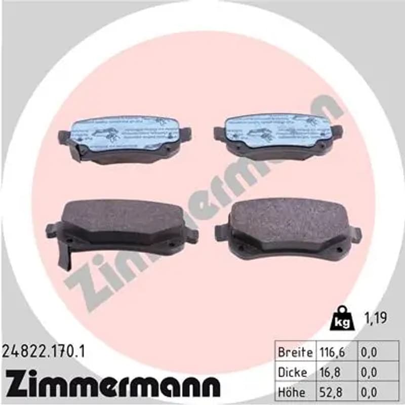 ZIMMERMANN stabdžių trinkelių rinkinys, diskinis stabdys 24822.170.1