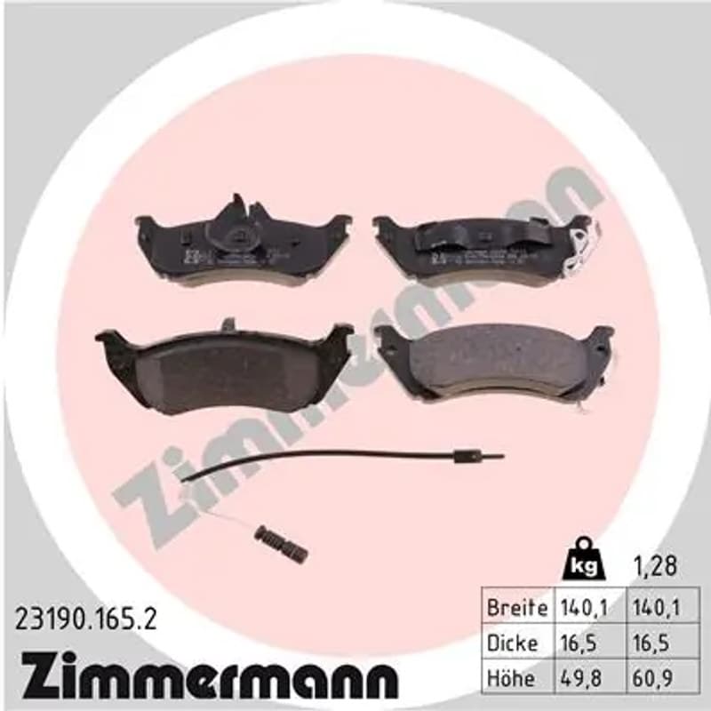ZIMMERMANN stabdžių trinkelių rinkinys, diskinis stabdys 23190.165.2