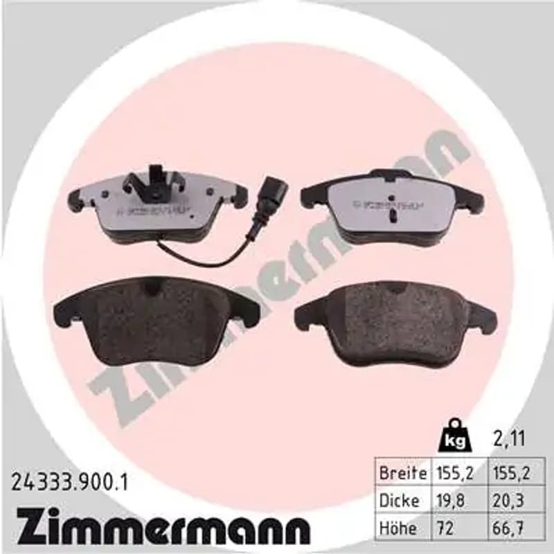 ZIMMERMANN stabdžių trinkelių rinkinys, diskinis stabdys 24333.900.1