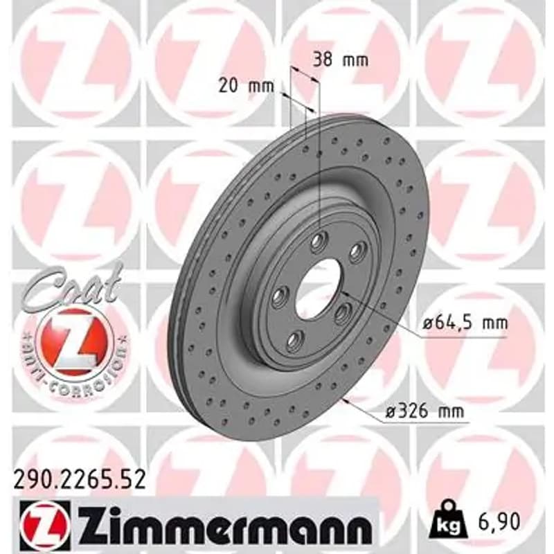 ZIMMERMANN stabdžių diskas 290.2265.52