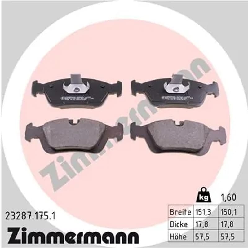 ZIMMERMANN stabdžių trinkelių rinkinys, diskinis stabdys 23287.175.1