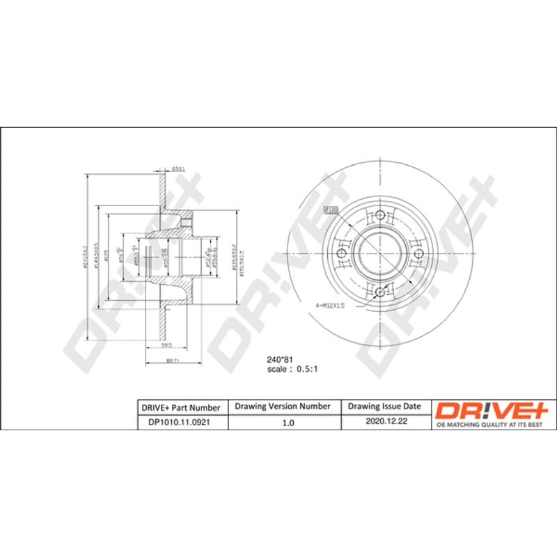 DRVE DP1010.11.0798 stabdžių diskas