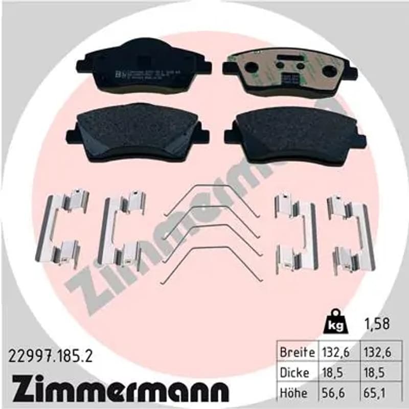 ZIMMERMANN stabdžių trinkelių rinkinys, diskinis stabdys 22997.185.2