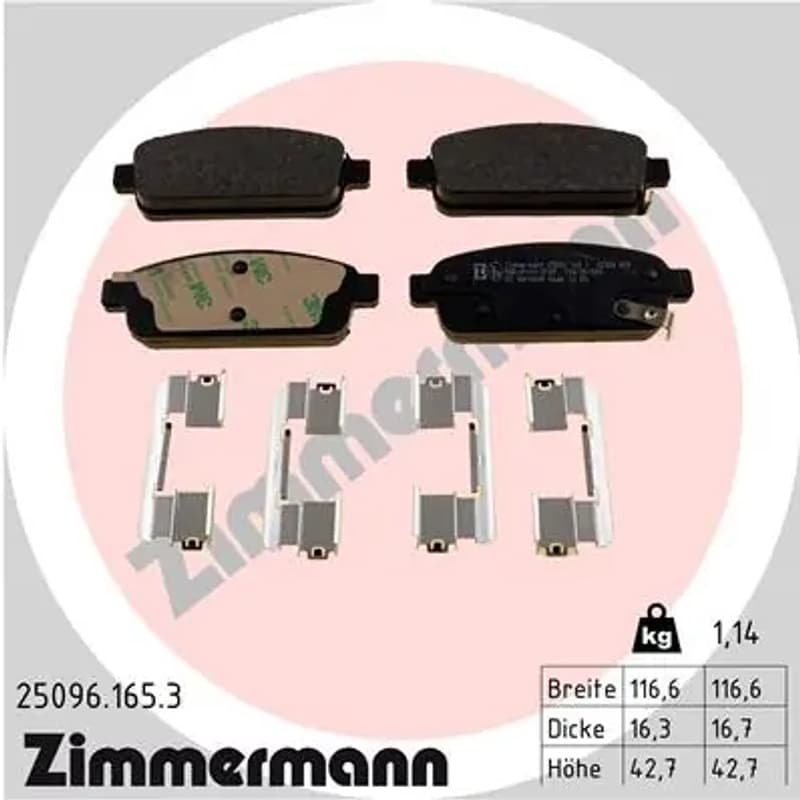 ZIMMERMANN stabdžių trinkelių rinkinys, diskinis stabdys 25096.165.3