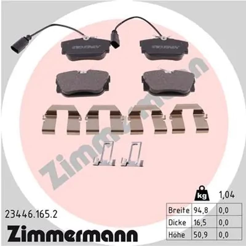 ZIMMERMANN stabdžių trinkelių rinkinys, diskinis stabdys 23446.165.2