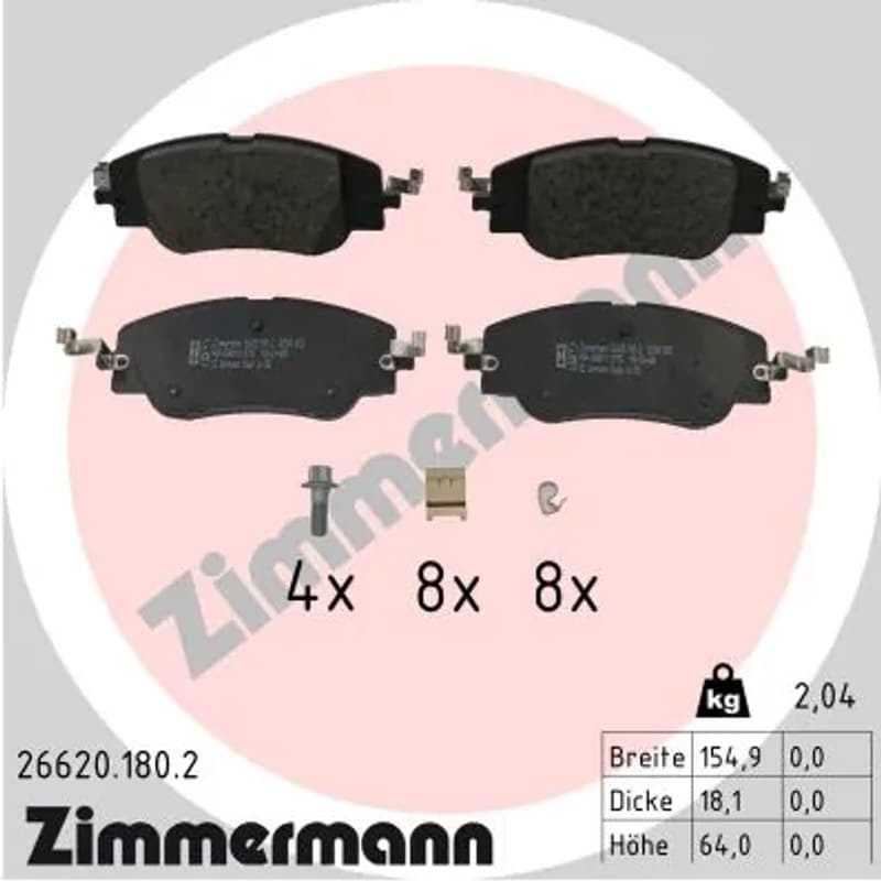 ZIMMERMANN stabdžių trinkelių rinkinys, diskinis stabdys 26620.180.2