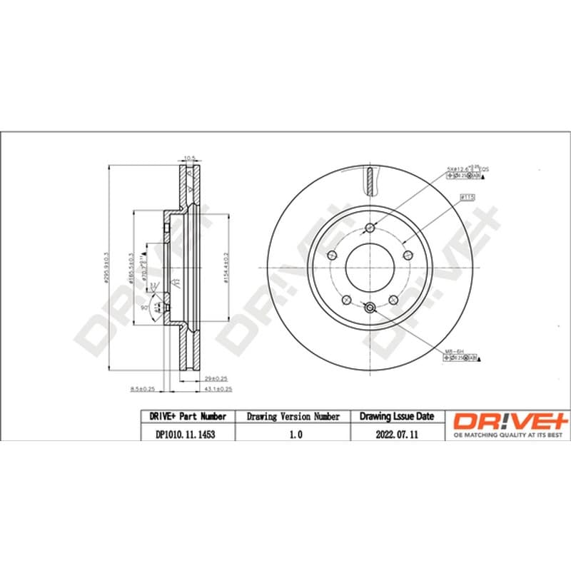 DRVE stabdžių diskas DP1010.11.1453