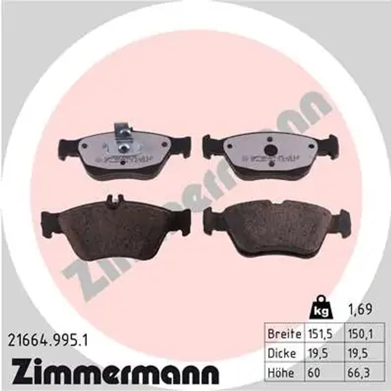 ZIMMERMANN stabdžių trinkelių rinkinys, diskinis stabdys 21664.995.1