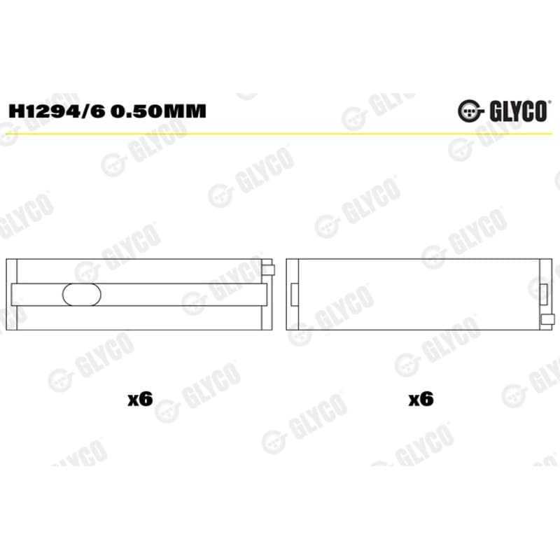 GLYCO pagrindiniai guoliai, alkūninis velenas H1294/6 0.50mm