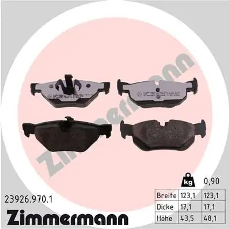 ZIMMERMANN stabdžių trinkelių rinkinys, diskinis stabdys 23926.970.1