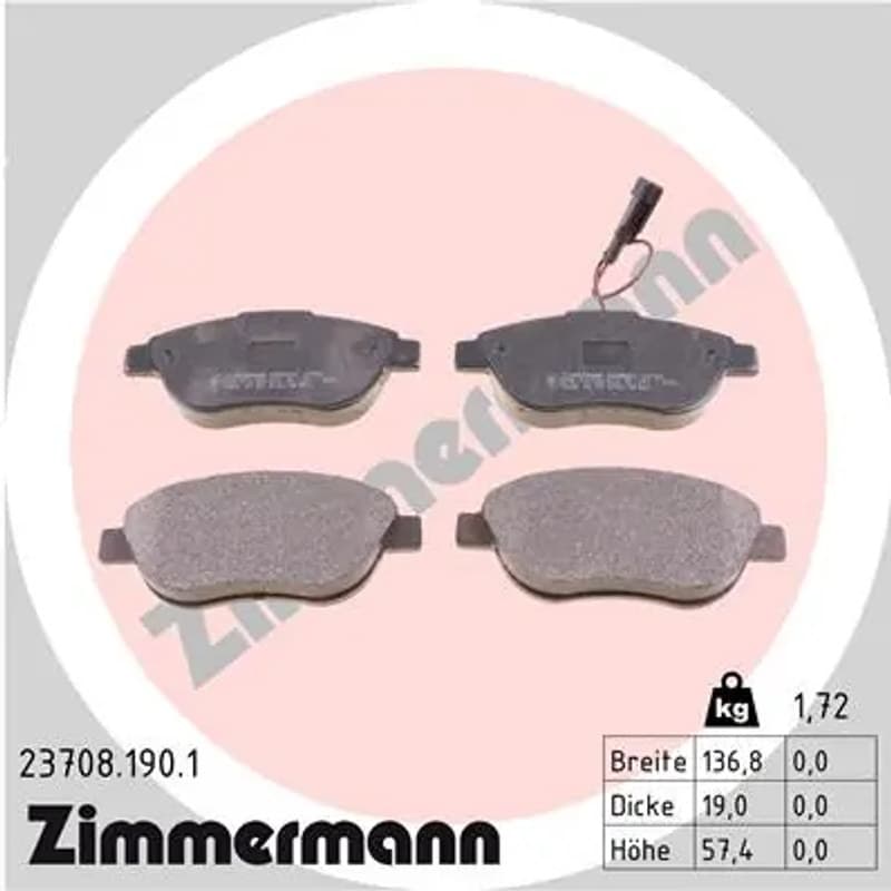 ZIMMERMANN 23708.190.1 stabdžių trinkelių rinkinys, diskinis stabdys