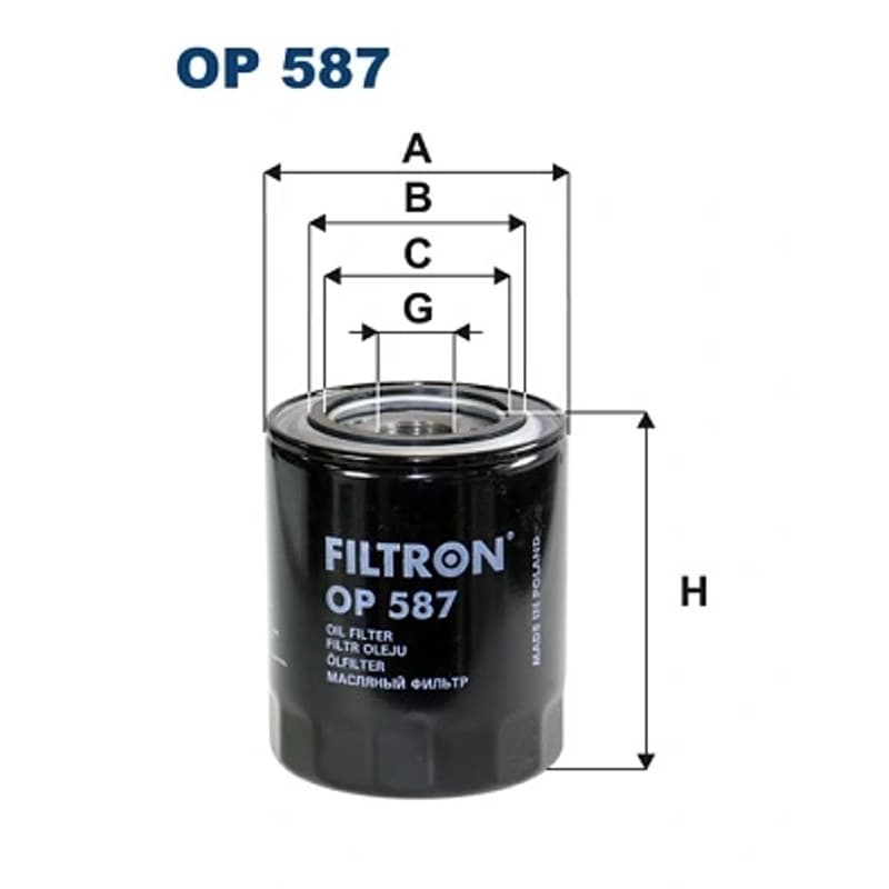 FILTRON OP 587 alyvos filtras – 102 × 127 mm, M26 × 1,5
