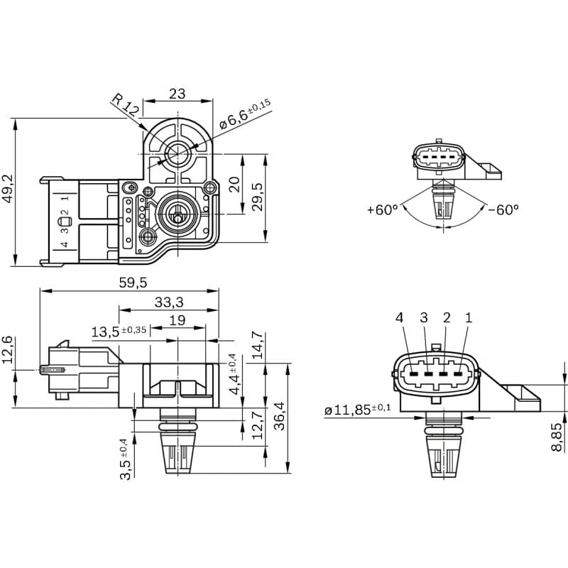 BOSCH 0 281 006 076 jutiklis, kompresoriaus slėgis