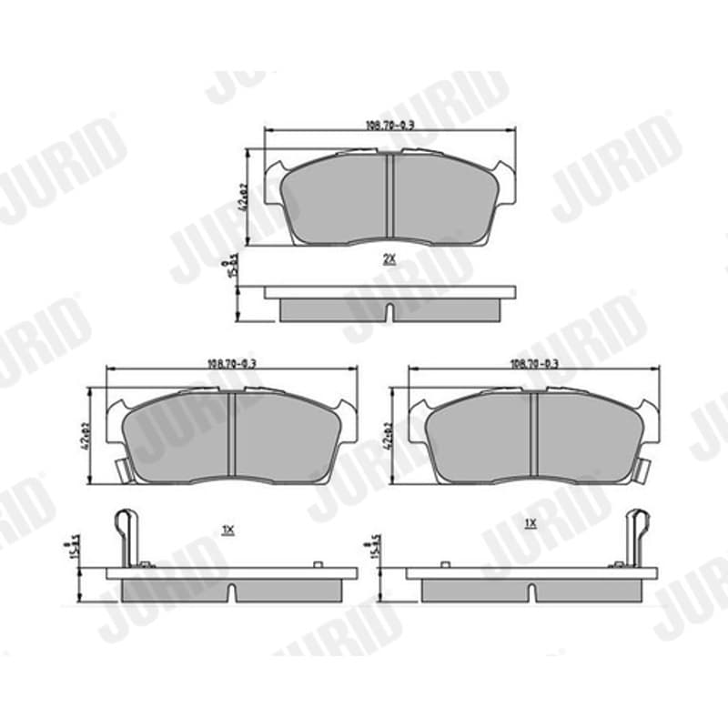 JURID stabdžių trinkelių rinkinys, diskinis stabdys 572611J JURID