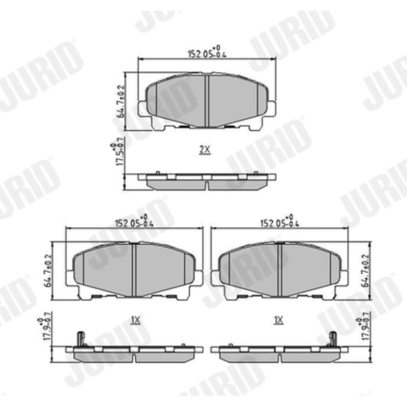 JURID stabdžių trinkelių rinkinys, diskinis stabdys 572635J JURID