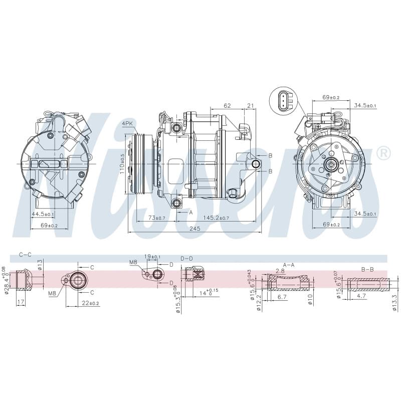 NISSENS kompresorius, oro kondicionierius 890038 NISS