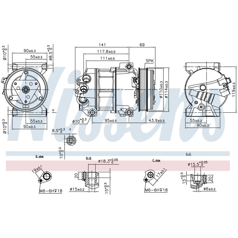 NISSENS kompresorius, oro kondicionierius 890211 NISS
